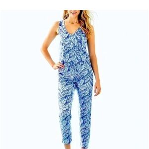 Lilly Pulitzer Blue Leaf Print Jumpsuit